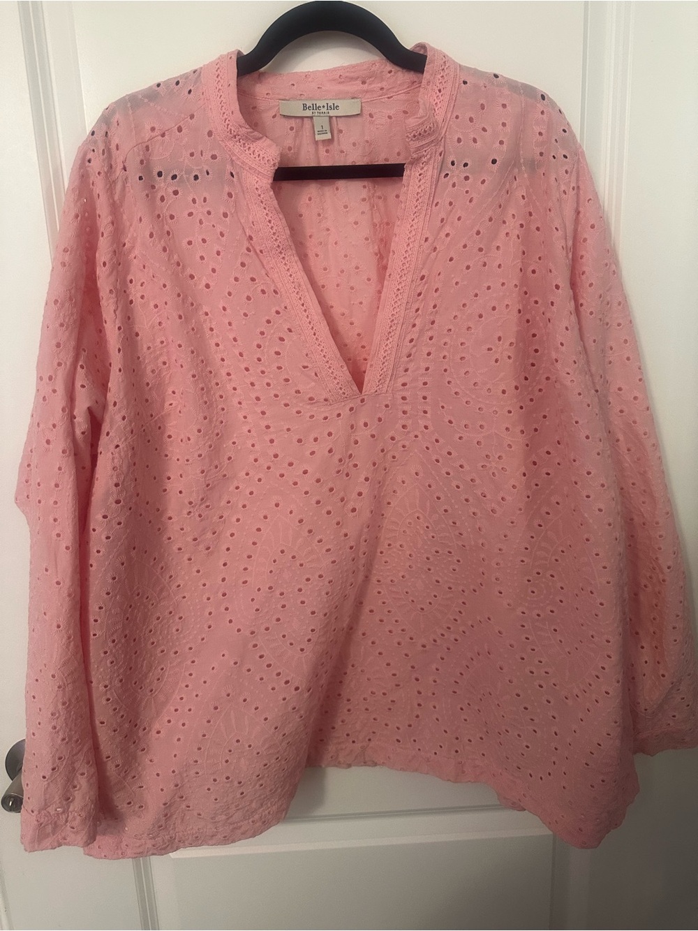 torrid Pink Eyelet V‑Neck Tunic
